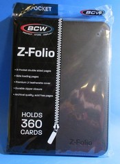 BCW GAMING Z-FOLIO 9-POCKET LX ALBUM – BLACK, HOLDS 360 CARDS, ZIPPER CLOSURE