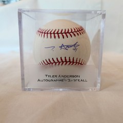 Tyler Anderson Signed Official MLB Baseball Blue Ink Autograph MLB COA W/ Cube