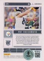 Pat Freiermuth Signed 2021 Chronicles Luminance #224 Card Beckett Witness 57017