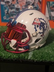 Miami Dolphins Mini Helmet Size 3 5/8 Custom Red white and blue