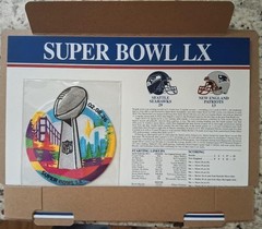 Super Bowl 60 Official Willabee and Ward Patch Panel/Stats Seahawks vs. Patriots