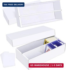 Trading Card Storage Box 2 Pack-1600 Count Cardboard Organizer with Dividers for