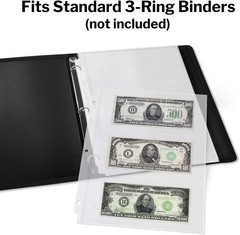 Archival Quality 50-Pack Clear Currency Sleeves for Bill and Banknote Protection