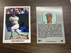 B275 Juan Gonzalez Custom Baseball Card Texas Rangers