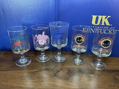 Horse Racing Wine Glasses From Various Tracks (5) (See Description)