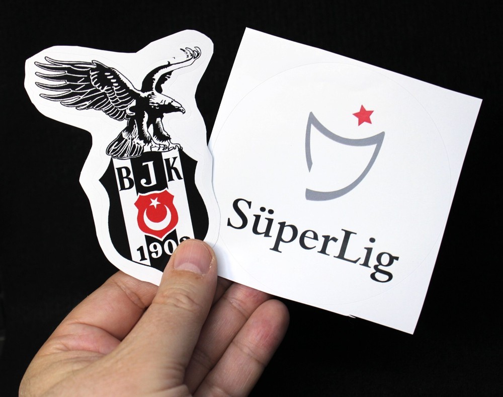 Turkish Super Lig & Football Club Besiktas JK Logo w Black Eagle Mascot Stickers