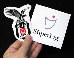 Turkish Super Lig & Football Club Besiktas JK Logo w Black Eagle Mascot Stickers