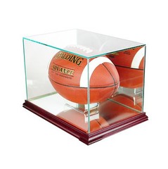 New F/S Glass Rectangle Football Display Case UV Walnu Molding FREE SHIPPIN