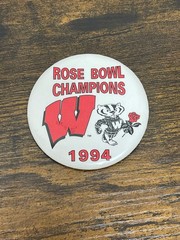 VTG Wisconsin Badgers 1994 Rose Bowl Champs 3″ Pinback Button Pin Barry Alvarez