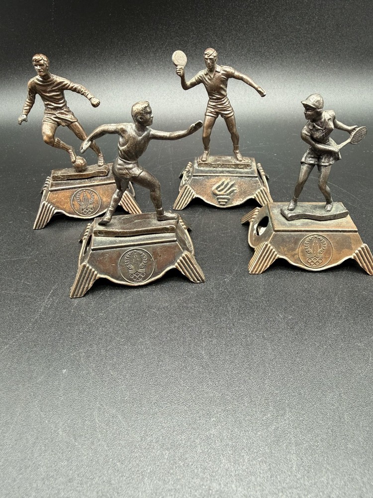 4-1980 Moscow Olympic Sports Metal Die Cast Bronze Vintage Pencil Sharpeners