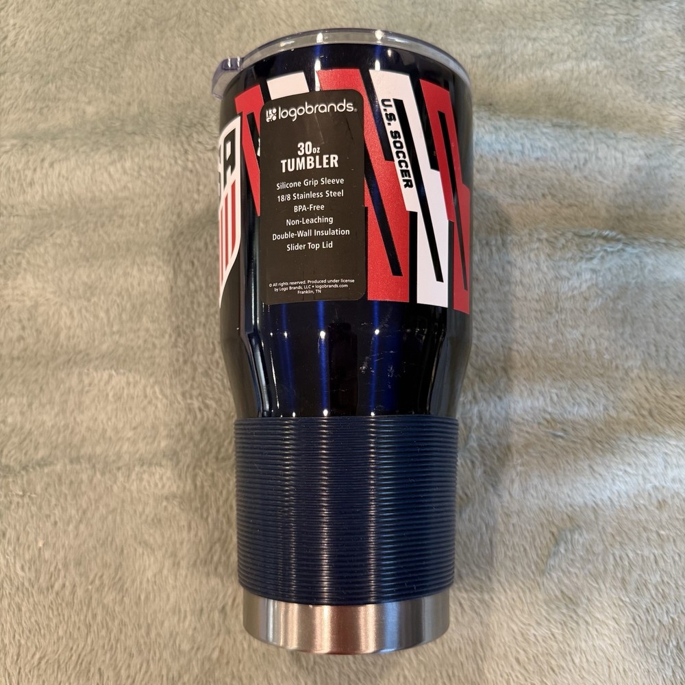 USA Soccer 30oz Tumbler Stainless Steel Insulated Cup Red White Blue