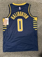 Nike Tyrese Haliburton #0 Indiana Pacers Jersey Large Blue Yellow NBA Star tags