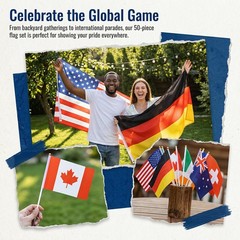 UPEOXT 50 Pcs Flags of The World, 2026 Soccer Decorations, 42 50