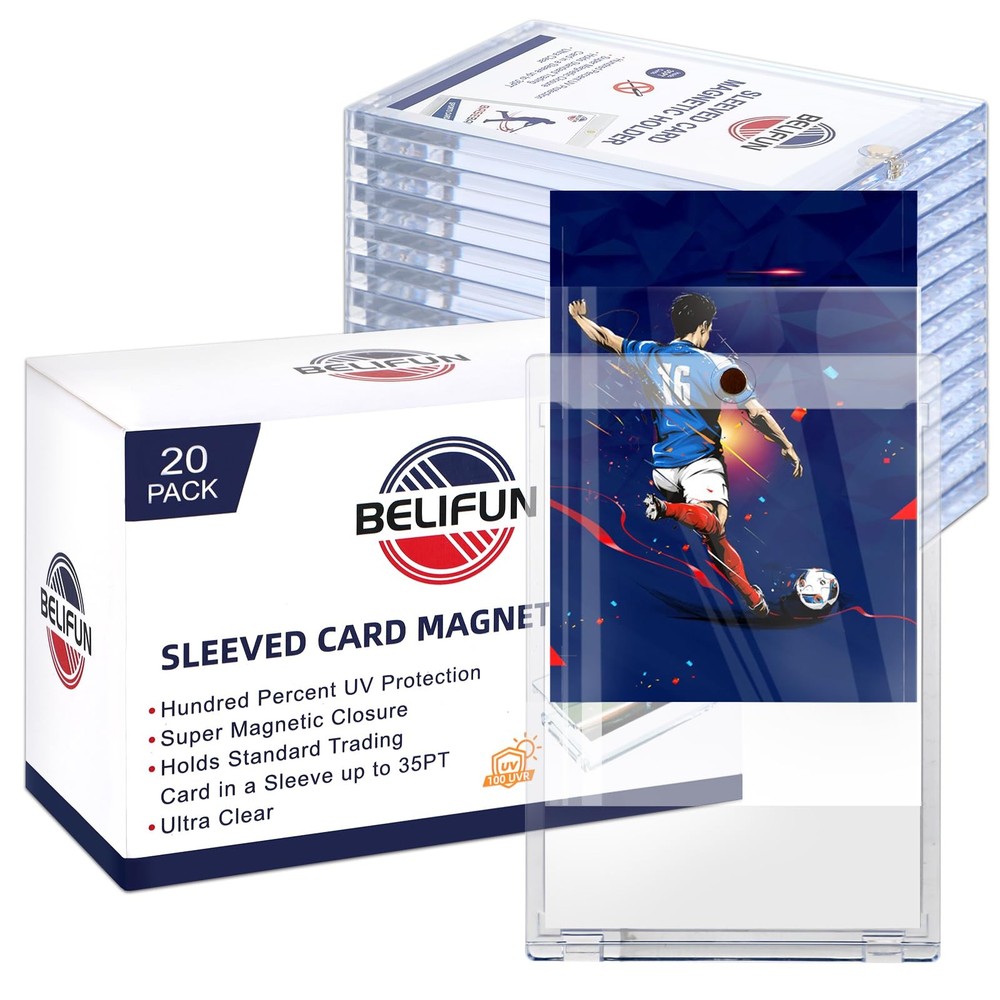 20Pack One Touch SleevedCard MagneticHolders 35PT Trading Card Holders, UV P…