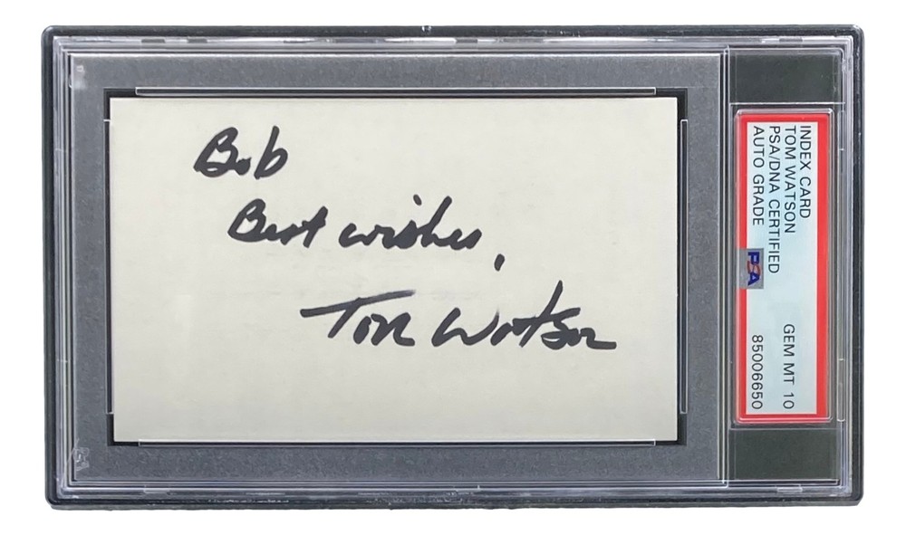 Tom Watson Signed Slabbed PGA Golf Index Card PSA/DNA Gem MT 10
