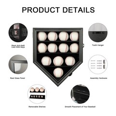 Baseball Display Case, Shadow Box for Sports Collectibles Lockable Wall Mount