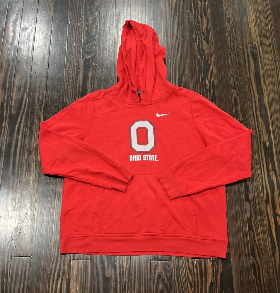 Nike Ohio State Buckeyes Hoodie Womens Large Red Cotton Polyester Rayon