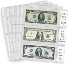 Currency Sleeves with Label Pockets, 50 PCS Banknote Sleeves, 3-Pocket Page P…