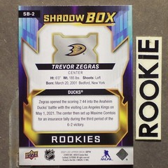 TREVOR ZEGRAS 2021/22 SPx Shadow Box ROOKIES #SB-2 Anaheim Ducks