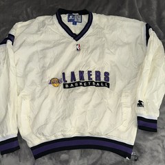 Vintage 90s Starter Los Angeles Lakers White NBA Pullover Jacket Size XXL