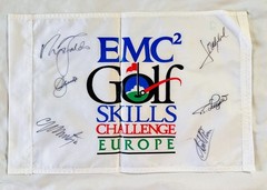 Nick Faldo Gary Player Signed Golf Flag EMC2 Europe – Beckett Authentication OK