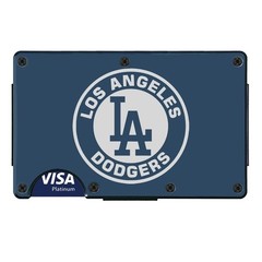 Los Angeles Dodgers Engraved Titanium Blue RFID Blocking Wallet w Clip D7