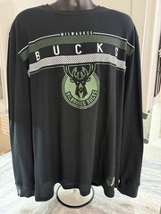 Milwaukee Bucks Long Sleeve Thermal Shirt NBA Basketball Mens Size 2XL Black NWT
