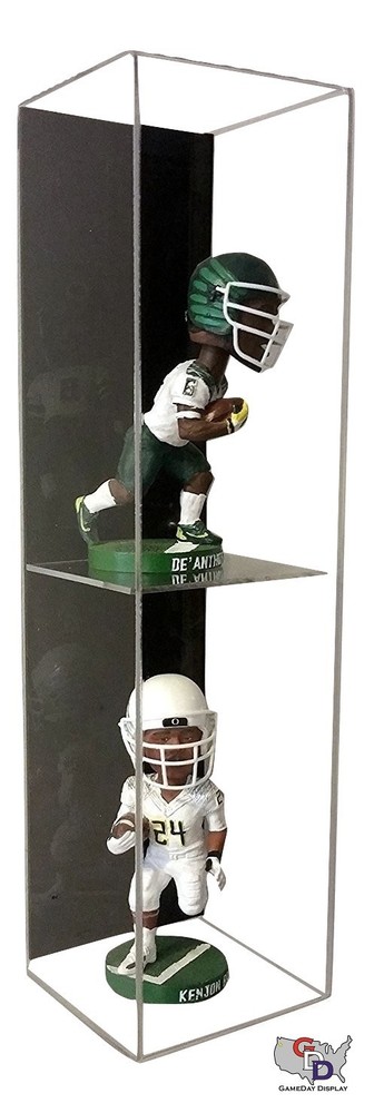 Acrylic Wall Mount Vertical Double Bobble Head Display Case UV Protect GameDay