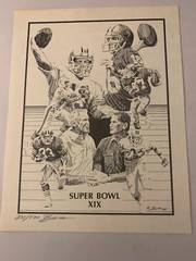 301 OF 500 BURITA 8 X 10 1985 SUPER BOWL XIX ARTWORK PRINT SIGNED BURITA