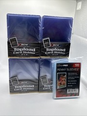 BCW 3X4 59pt Toploaders 4 Packs of 25 per pack (100) with 100 Ultra Pro Sleeves