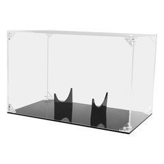 Football Display Case Acrylic Football Holder with Lid and Black Base Clear4370