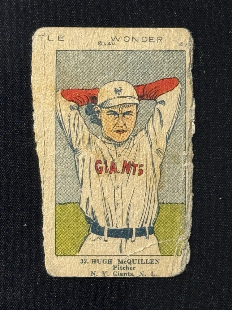 1923 W515-1 #33 Hugh McQuillen New York Giants – Little Wonder Strip Card ￼