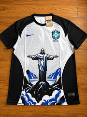 Nike Brazil CBF National Team Soccer Jersey Black White Blue Men Size L