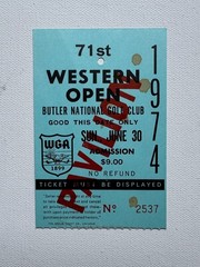 1974 Western Open at Butler National GC Ticket – Tom Watson’s 1st PGA Tour Win
