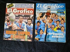 Lot 2 El Grafico Magazines Uruguay Copa America Champions 1987 & 2011 Suarez