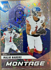 2025 Panini Mosaic Montage Malik Nabers No Huddle Silver #18