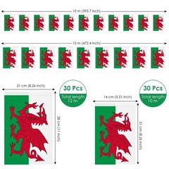 AhfuLife 30 Pcs Welsh String Flags for St David’s 5.51×8.26 in-30 Pcs, Wales