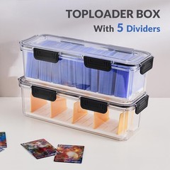 Toploader Storage Box, Trading Card Storage Box with 5 Dividers, Hard Plastic…