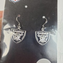 NFL Las Vegas Raiders Womens Black Silver Nickel Free Jewelry Earrings