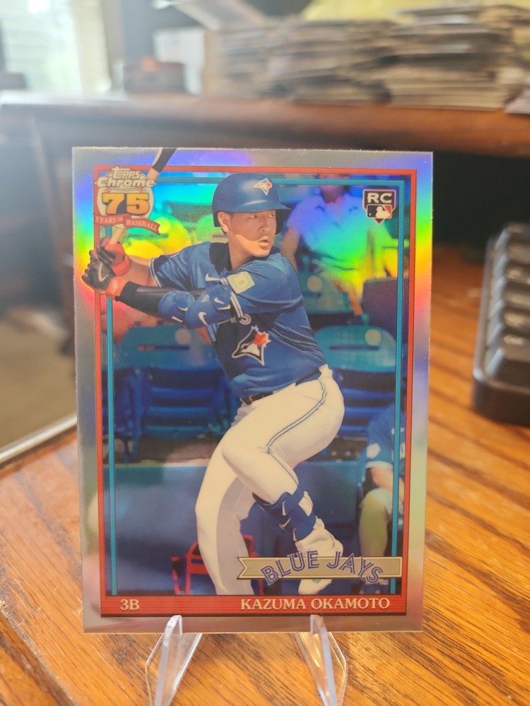 2026 Topps Chrome Kazuma Okamoto Rookie RC #91CB-24 Blue Jays Refractor