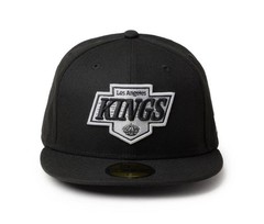 LA KINGS NEW ERA 59fifty BLACK FITTED HAT WITH RARE BLACK UNDERVISOR SIZE 7 7/8