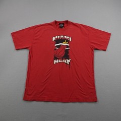 Vintage Miami Heat Shirt Mens 2XL XXL Red UNK NBA Basketball Y2K Short Sleeve