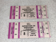 WWF SUPERSTARS WRESTLING 2 UNUSED TICKETS Undertaker Sgt Slaughter HACKSAW