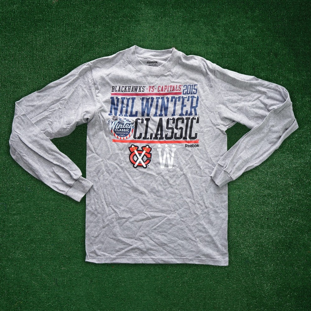 2015 Blackhawks vs. Capitals Men’s NHL Reebok Winter Classic Long Sleeve T-Shirt