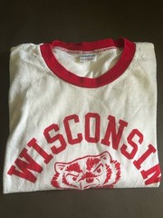 Vintage 1970’s Champion Tshirt Wisconsin Hockey Badgers Size Large Amazing!