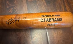 CJ Abrams Autographed Rawlings Bat ROOKIE Padres Beckett Witnessed!!