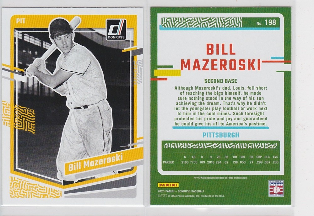 1990-2026 Topps Panini Upper Deck BILL MAZEROSKI Pittsburgh Pirates CHOOSE CARD