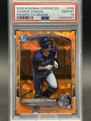 2025 Bowman Chrome Sapphire Charlie Condon Prospects Orange Refr /25 PSA 10 B931