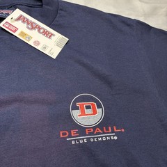 Jansport DePaul Blue Demons T-Shirt Mens Large Navy Graphic Print Made in USA