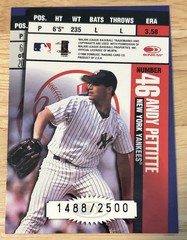 1998 Leaf Rookies & Stars Ticket Masters Derek Jeter Andy Pettitte /2500 Yankees